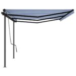 Avtomatsko zložljiva tenda s stebrički 6x3 m modra in bela - Image 2