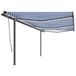 Avtomatska tenda LED + senzor 6x3 m modra in bela