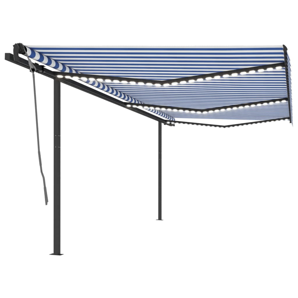 Avtomatska tenda LED + senzor 6×3 m modra in bela