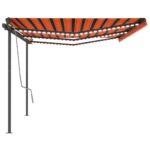 Avtomatska tenda LED + senzor 6x3 m oranžna in rjava - Image 2
