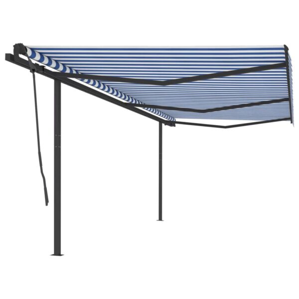 Avtomatsko zložljiva tenda s stebrički 6x3,5 m modra in bela