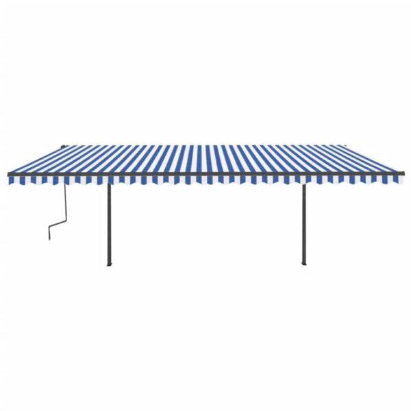 Avtomatsko zložljiva tenda s stebrički 6x3,5 m modra in bela - Image 3