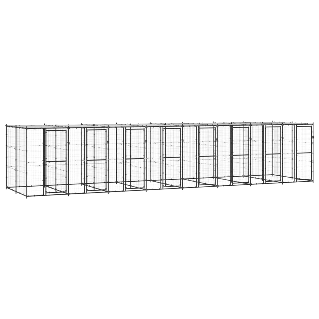 Zunanji pasji boks jeklo s streho 19,36 m²