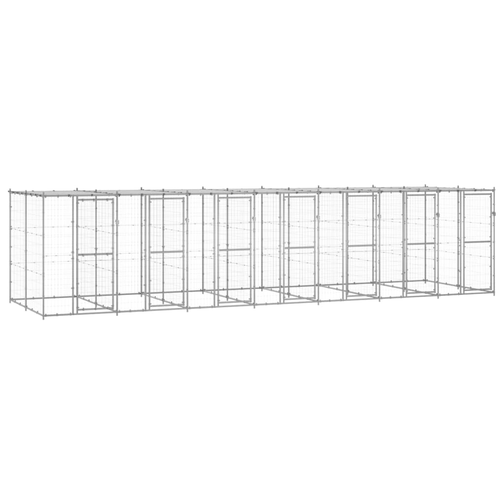 Zunanji pasji boks pocinkano jeklo s streho 16,94 m²