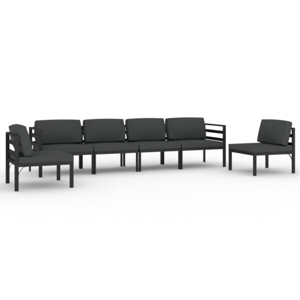 Vrtna sedežna garnitura 6-delna z blazinami aluminij antracit - Image 2