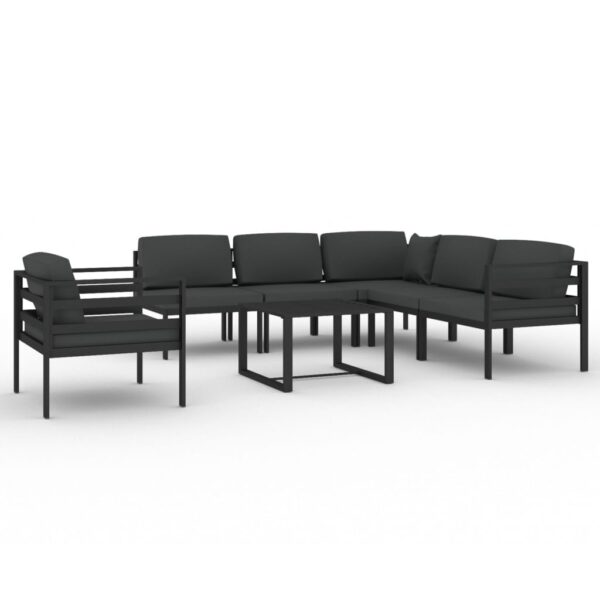 Vrtna sedežna garnitura 7-delna z blazinami aluminij antracit - Image 2