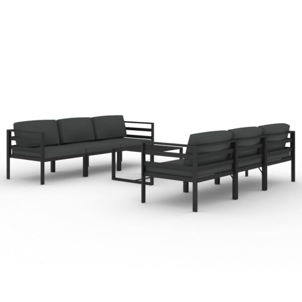 Vrtna sedežna garnitura 7-delna z blazinami aluminij antracit - Image 2