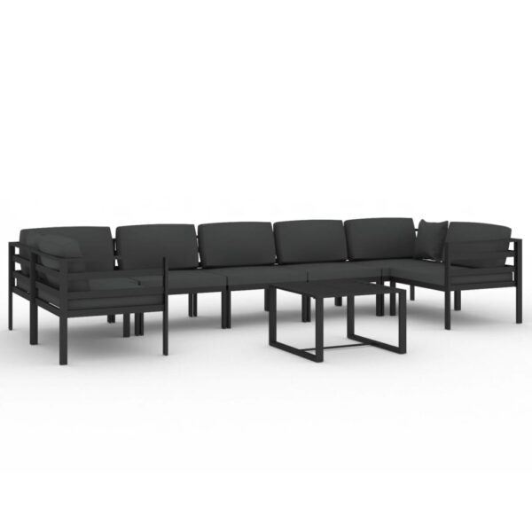 Vrtna sedežna garnitura 8-delna z blazinami aluminij antracit - Image 2