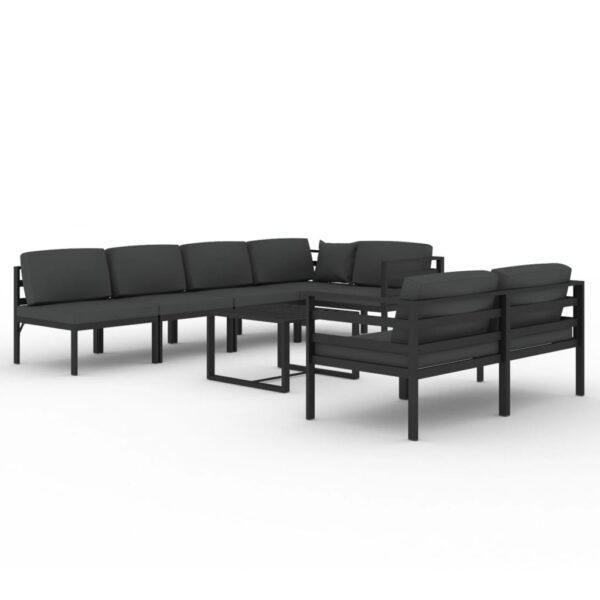 Vrtna sedežna garnitura 8-delna z blazinami aluminij antracit - Image 2