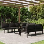 Vrtna sedežna garnitura 8-delna z blazinami aluminij antracit