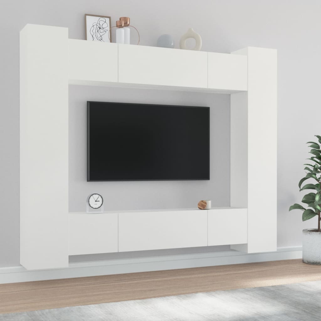 Komplet TV omaric 8-delni bel konstruiran les