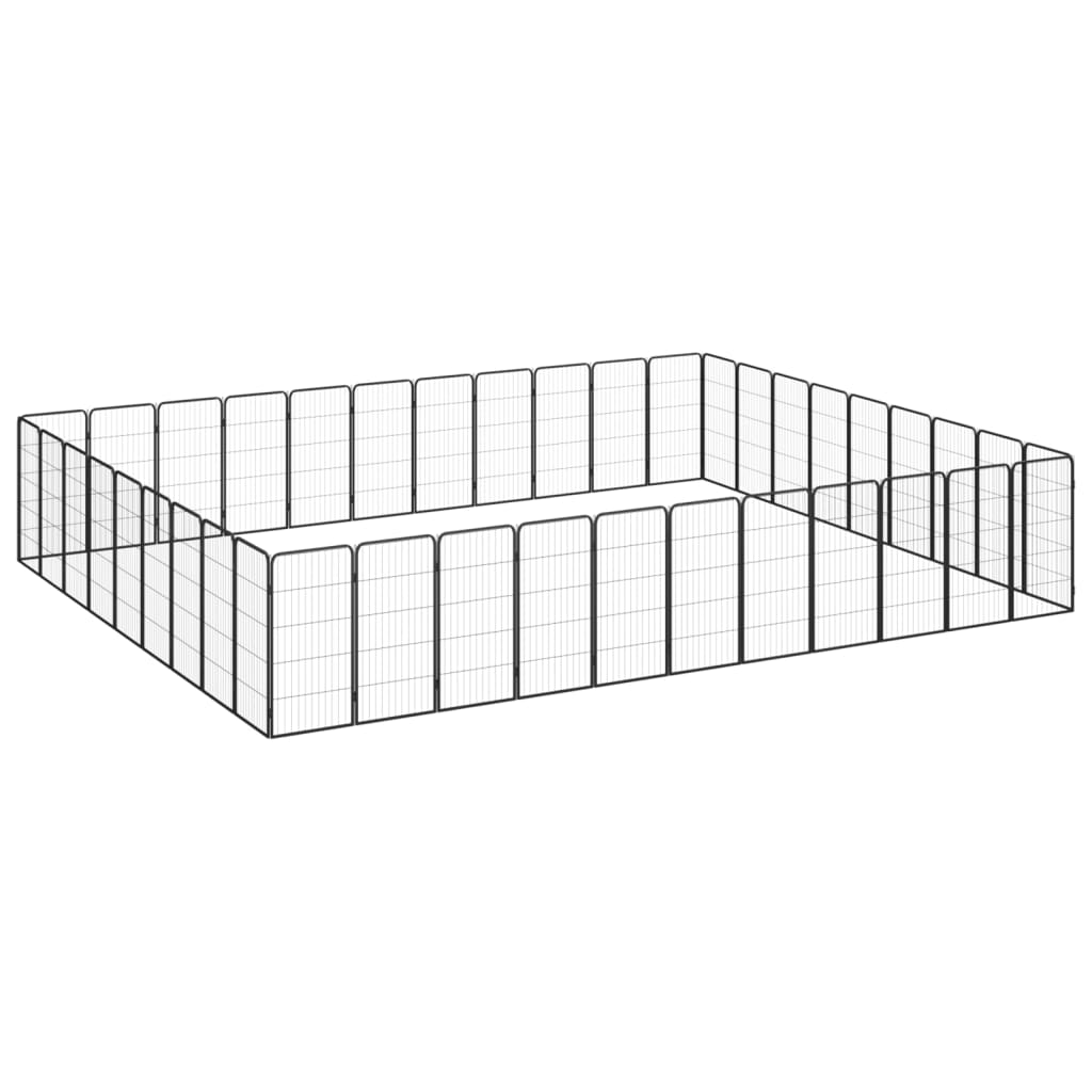 Pasja ograda s 40 paneli črna 50×100 cm prašno barvano jeklo
