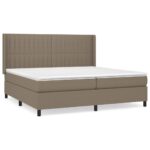 Box spring postelja z vzmetnico taupe 200x200 cm blago - Image 2