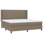 Box spring postelja z vzmetnico taupe 200x200 cm blago - Image 3
