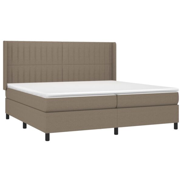 Box spring postelja z vzmetnico taupe 200x200 cm blago - Image 3