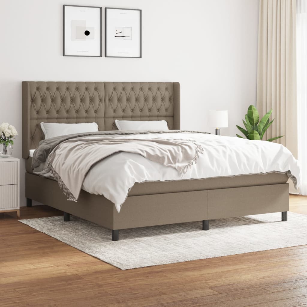 Box spring postelja z vzmetnico taupe 180×200 cm blago