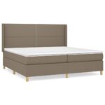 Box spring postelja z vzmetnico taupe 200x200 cm blago - Image 2