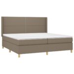 Box spring postelja z vzmetnico taupe 200x200 cm blago - Image 3