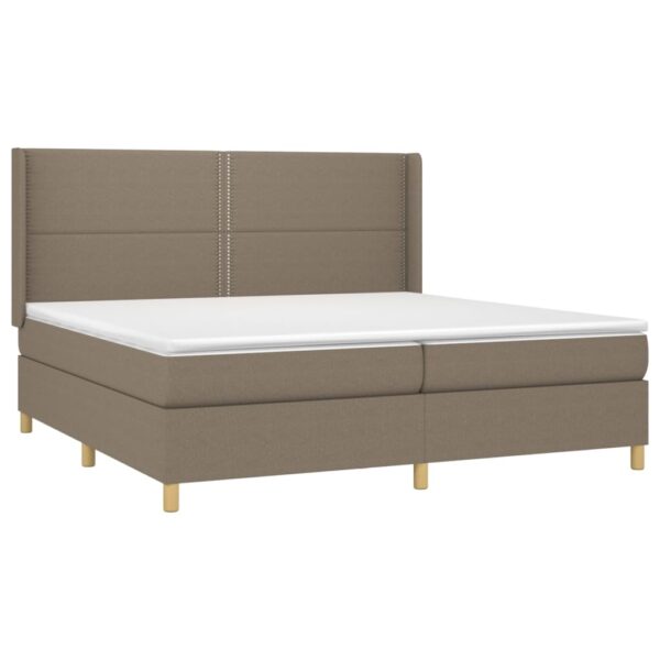 Box spring postelja z vzmetnico taupe 200x200 cm blago - Image 3