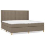 Box spring postelja z vzmetnico taupe 200x200 cm blago