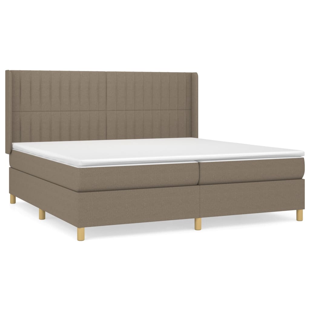 Box spring postelja z vzmetnico taupe 200×200 cm blago