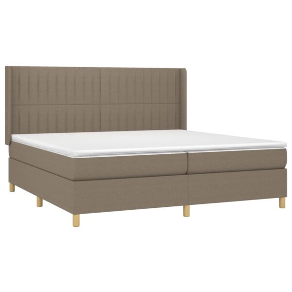 Box spring postelja z vzmetnico taupe 200x200 cm blago - Image 2