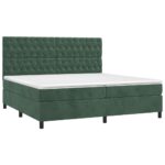 Box spring postelja z vzmetnico LED tem. zelena 200x200cm žamet - Image 3