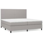 Box spring postelja z vzmetnico svetlo siva 200x200 cm blago - Image 2