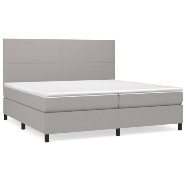 Box spring postelja z vzmetnico svetlo siva 200x200 cm blago - Image 2