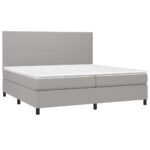 Box spring postelja z vzmetnico svetlo siva 200x200 cm blago - Image 3