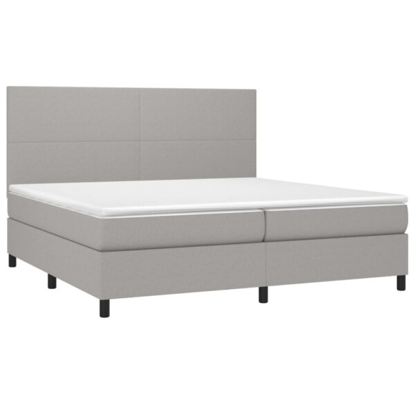 Box spring postelja z vzmetnico svetlo siva 200x200 cm blago - Image 3