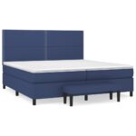 Box spring postelja z vzmetnico moder 200x200 cm blago - Image 2