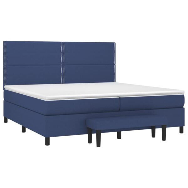 Box spring postelja z vzmetnico moder 200x200 cm blago - Image 3