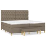 Box spring postelja z vzmetnico taupe 200x200 cm blago - Image 2