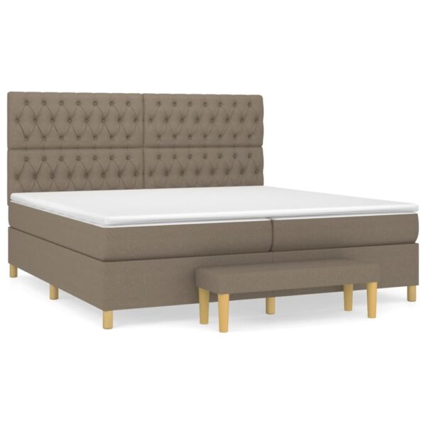 Box spring postelja z vzmetnico taupe 200x200 cm blago - Image 2