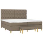 Box spring postelja z vzmetnico taupe 200x200 cm blago - Image 3
