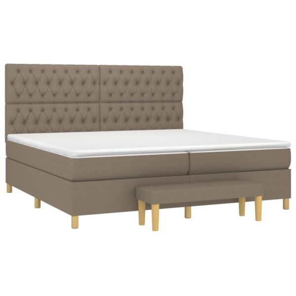 Box spring postelja z vzmetnico taupe 200x200 cm blago - Image 3