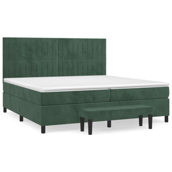 Box spring postelja z vzmetnico temno zelena 200x200 cm žamet - Image 2