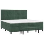 Box spring postelja z vzmetnico temno zelena 200x200 cm žamet - Image 3