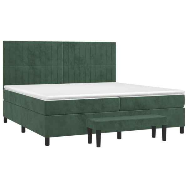 Box spring postelja z vzmetnico temno zelena 200x200 cm žamet - Image 3
