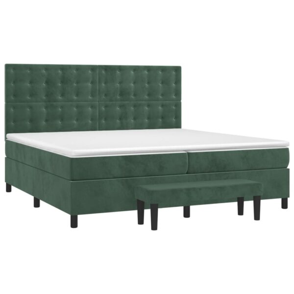 Box spring postelja z vzmetnico temno zelena 200x200 cm žamet - Image 3