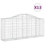 Obokane gabion košare 13 kosov 200x30x80/100 cm cinkano železo - Image 2