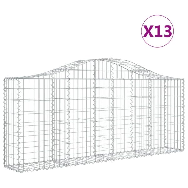 Obokane gabion košare 13 kosov 200x30x80/100 cm cinkano železo - Image 2