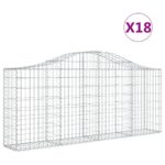 Obokane gabion košare 18 kosov 200x30x80/100 cm cinkano železo - Image 2