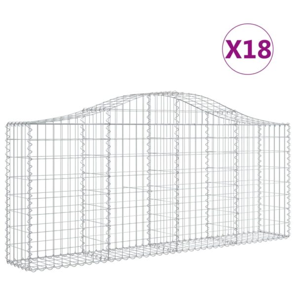 Obokane gabion košare 18 kosov 200x30x80/100 cm cinkano železo - Image 2