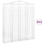 Obokane gabion košare 12kosov 200x30x220/240cm pocinkano železo - Image 2