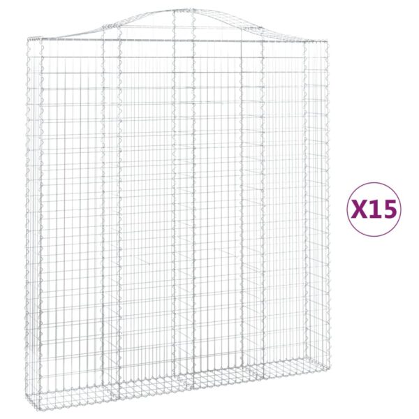 Obokane gabion košare 15kosov 200x30x220/240cm pocinkano železo - Image 2