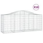 Obokane gabion košare 18 kosov 200x50x80/100 cm cinkano železo - Image 2