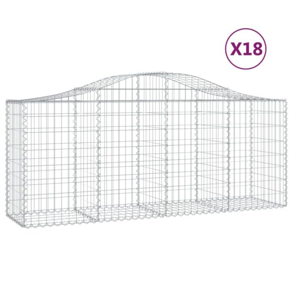 Obokane gabion košare 18 kosov 200x50x80/100 cm cinkano železo - Image 2