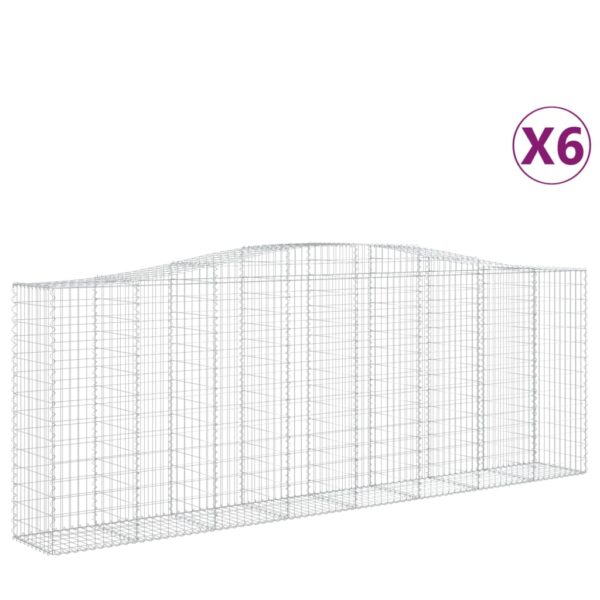 Obokane gabion košare 6 kosov 400x50x140/160cm pocinkano železo - Image 2